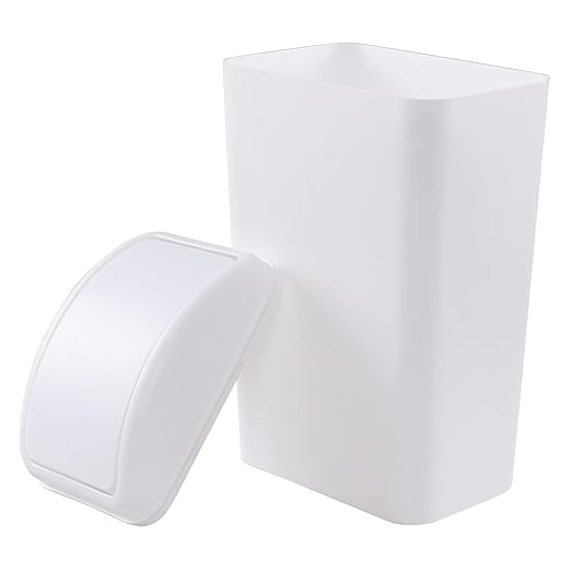 1 Pack Plastic Swing Lid Trash Can Swing Lid Waste Bin White