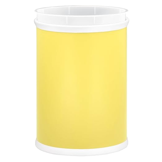 Kraftware Rainbow Oval Wastebasket with Plastic Liner Adding Color and Fun to the Bathroom and All Other Rooms in the Home or Entertainment Space 13 Quart Capacity 2 piece Set Yellow