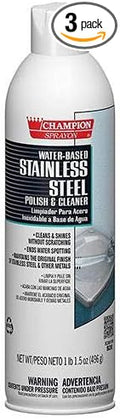 Stainless Steel Polish &amp Cleaner Water Based Champion Sprayon 17.5 oz Can Box of 3