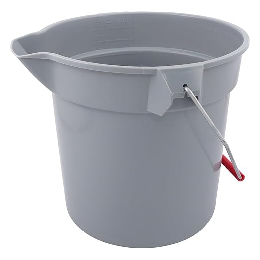 Rubbermaid Commercial Products Brute Heavy-Duty Round Bucket 10-Quart/2.5 Gallon Gray Corrosive-Resistant Pail with Handle for Professional/Janitorial Cleaning and Material Transport Pack of 12