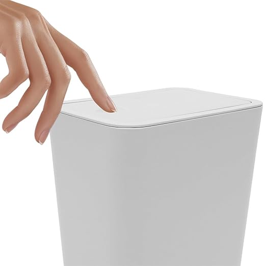 PRETYZOOM Slim Garbage Can with Lid Compact Waste Basket for Bathroom Kitchen Bedroom and Office Material for Everyday Use for Narrow Spaces and Multiple Occasions