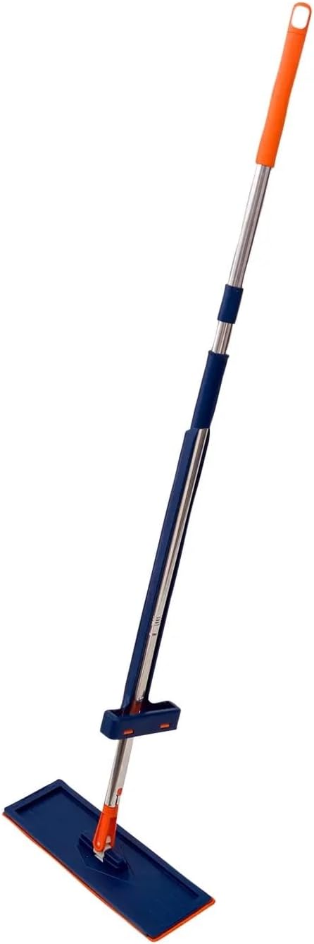Firmgrand Magic Flat Mop 47.25 in Stainless Steel Handle Orange and Navy Blue