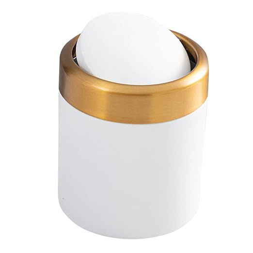 Homoyoyo Small Desk Trash Can with Lid Stainless Steel Mini Garbage Bin for Bathroom Bedroom Kitchen Round Compact Wastebasket with Flip Lid for and Storage