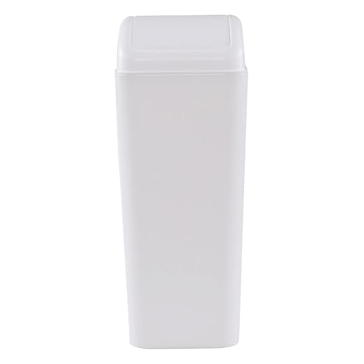 1 Pack Plastic Swing Lid Trash Can Swing Lid Waste Bin White
