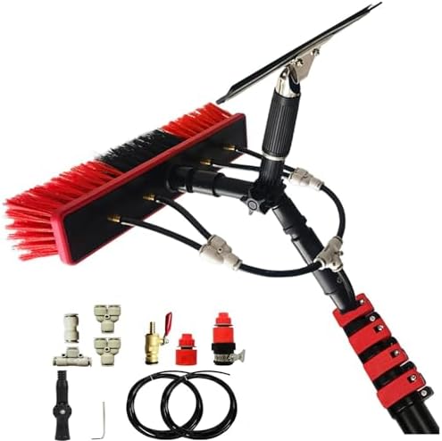 Telescopic Window Cleaning Brush - Extendable Roof &amp Solar Panel Cleaner with Scraper for Efficient Outdoor Cleaning