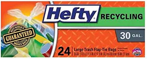 Hefty 30 Gallon Clear Large Recycling Trash Flap Tie Bags 12 Boxes - New