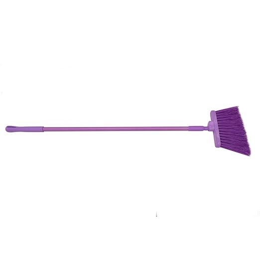 SPARTA 41083EC68 Plastic Color Coded Broom Unflagged Bristles Long Broom With Angled Head For Small Debris Cleaning 56 Inches Purple (Pack of 12)