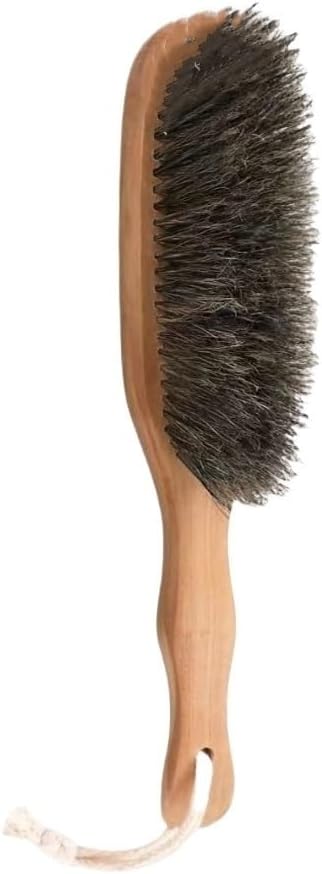 Horsehair Brushes Horsehair Bristles Duster with HookHand Broom Cleaning BrushesWooden Brush for Furniture Patio BedCarBedCouchGardenFurnitureClothesKitchen(Round)