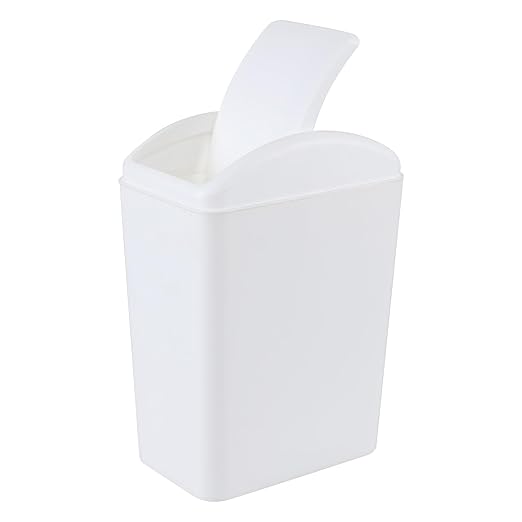 4.2 Gallon Swing Top Wastebasket Plastic Garbage Bin for Home Office &amp Slim Space-Saving (White)