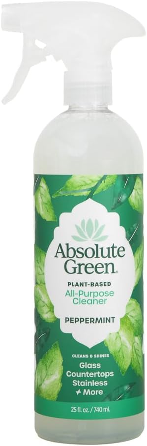 Absolute Green All Purpose Cleaner Spray Non-Toxic Kitchen Bath Countertop Stainless Safe around Kids + Pets Natural Peppermint Scent 25 oz (6 Pack)