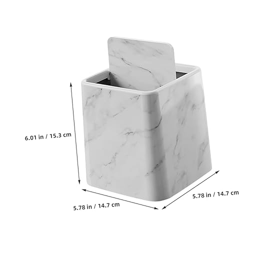 CHILDWEET 2pcs Stylish Marble Pattern Trash Can with Swing Lid Compact Wastebasket for Bathroom Kitchen Bedroom and Office Versatile Bag Fit for Easy Replacement