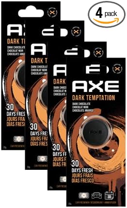 AXE Air Freshener Mini Vent Clip Odor Eliminator Air Purifier Provides A Long Lasting Scent (0.7 Fl Oz (Pack of 4) Dark Temptation)