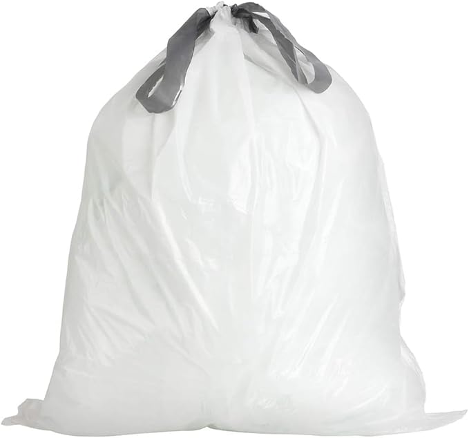 Plasticplace Custom Fit Trash Bags Compatible with simplehuman Code G (200 Count) White Drawstring Garbage Liners 8 Gallon / 30 Liters 17.5 x 28