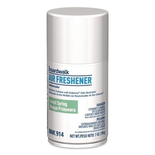Boardwalk 7oz Metered Air Freshener Refill 6-Pack Forest Spring Scent Aerosol Spray Fits Most Dispensers Odor Eliminator Made in the USA