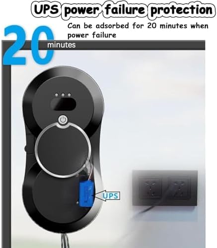 Smart Window Cleaner Robot 5600Pa Strong Suction Remote Control Automated Glass Cleaning for Tiles &amp Glass Doors (Black)
