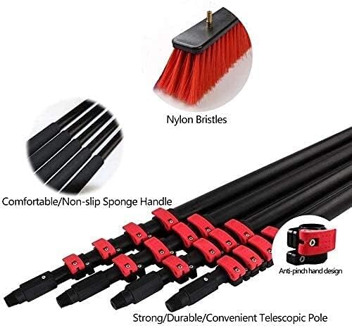 Telescopic Window Cleaner Water Wash Brush Kit(12FT-36FT) Window and Solar Panel Cleaning System w/Brush Telescopic Pole Windows Cleaning Washing Tool (Size : 18FT/5.4M) (36FT/10.8M)
