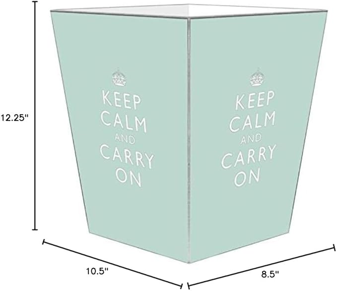 Marye-Kelley WB1764 - Light Blue Keep Calm and Carry On Wastepaper Basket