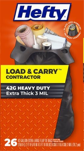 Hefty Heavy Duty Trash Bags Large | 42 Gallon | For Contractors | 26 Count Pack of 2