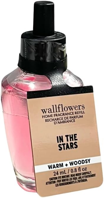 Bath &amp Body Works IN THE STARS Wallflowers Refills 4-Pack – Gift Set with 30-Inch Metallic Gold &amp Silver Striped Ribbon Bow for Holidays – 0.8 fl oz Each
