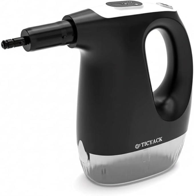Handheld Steam Cleaner 15S Rapid Heating 3 Adjustable Modes 14 Cleaning Kits Steam Cleaner for Home Kitchen Bathroom Car（Black）