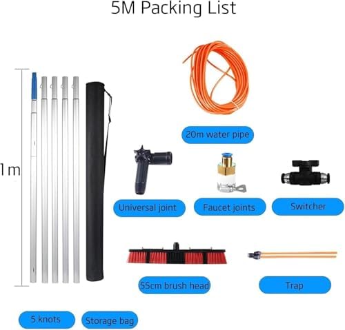 Glass Cleaning Brush Home Water Fed Telescopic Pole Kit Solar Panel Brush Rotating for Photovoltaic PanelTelescopic Window Cleaning Brush Kit - Adjustable Water Fed Pole &amp Solar Panel Clean