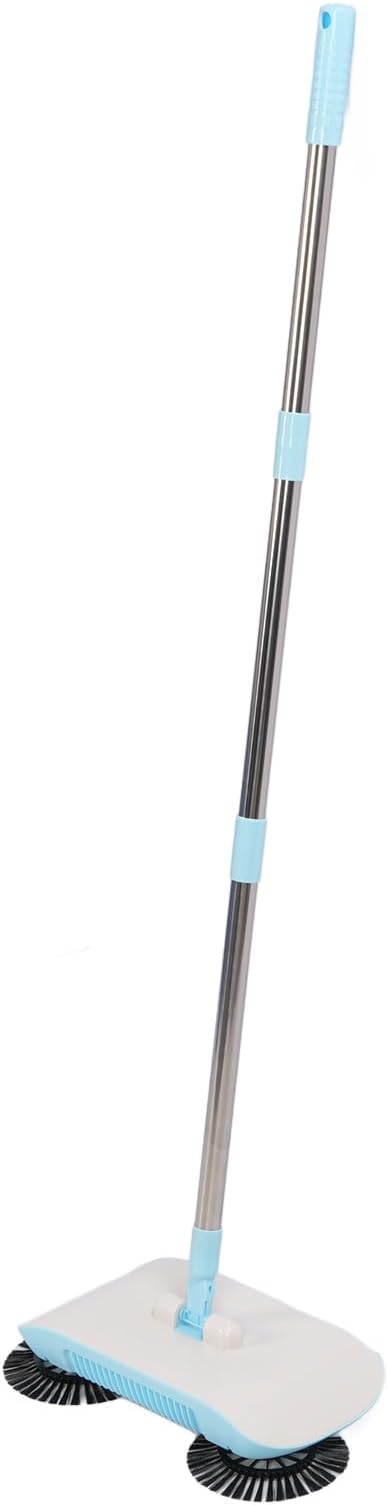 Hand Push Sweeper Sweeping and Mopping Simultaneously Sweeper 180 Degree Rotating Mop with Sealed Dust Compartment Ideal for Hardwood Laminate Marble &amp Ceramic Floors (Blue)