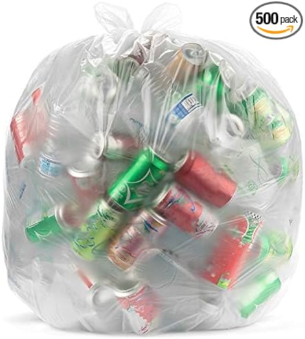 Commander 12-16 Gallon 0.4 MIL Clear Heavy Duty Garbage Bags - 24 x 31 - Pack of 500 - For Contractor Janitorial Industrial &amp Commercial