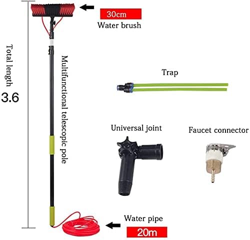 Water Fed Window Cleaning Pole Hose-Fed Window Cleaner Brush 3.6M-7.2M Water Fed Extendable Cleaning Pole7.2M/6M