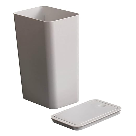ABOOFAN Square Trash Can with Lid Large 10 Gallon Pressed Plastic Waste Basket for Kitchen Office and Living Room Sturdy Easy to Clean Design for Household Recycling
