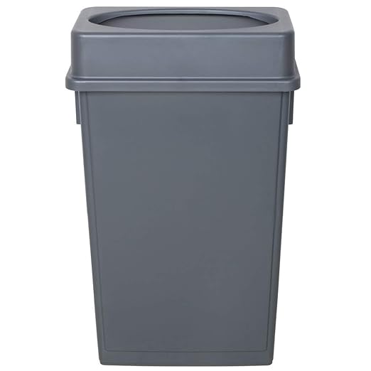 PRO&ampFamily 92 Qt. / 23 Gallon / 87 Liters Gray Slim Rectangular Trash Can and Gray Drop Shot Lid. Trash Bin Kitchen Garbage Can Waste Basket Recycle Bin