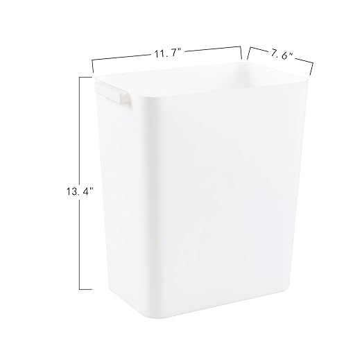 4.5 Gallon Deskside Plastic Wastebasket Rectangular Open Garbage Container Basket for Office and Home 3 Packs White