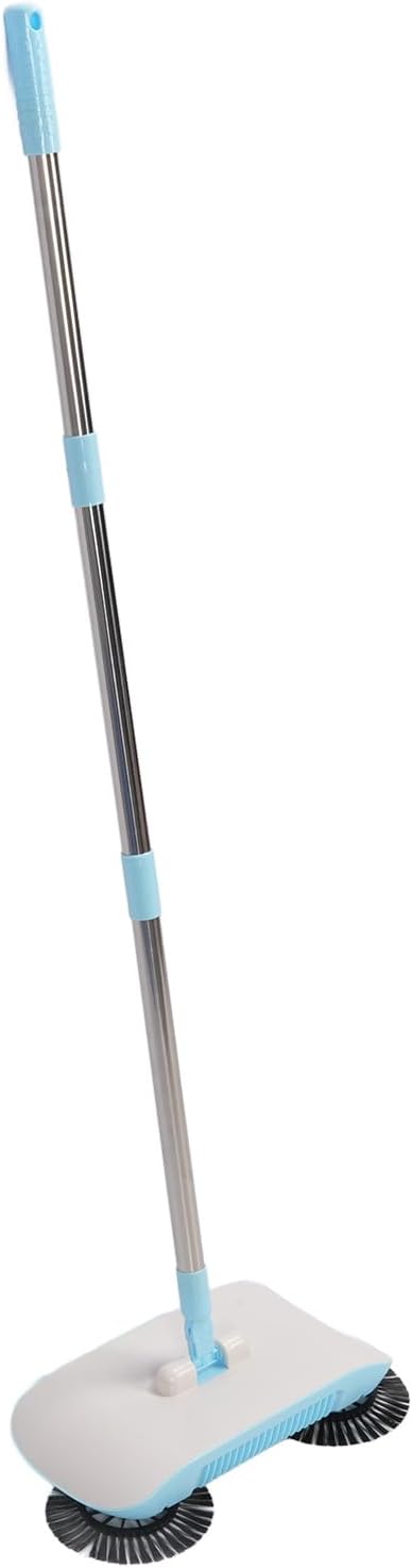 Hand Push Floor Sweeper 2 in 1 Vacuum Cleaner Household Sweeper Mopping Machine 180 Degree Rotating Electric Floor Mops for Wooden Marble Tile (Blue)