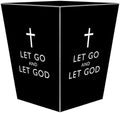 Marye-Kelley-Let Go and Let God Black Wastepaper Basket Decoupage Wood Decorative Wastebasket for Kitchen Bathroom Bedroom Living Room Handmade Made in The USA