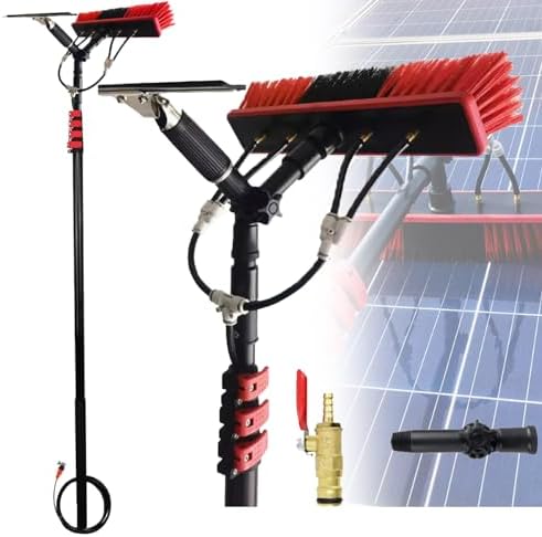 3.6m~10.8m Water Powered Extendable Pole Kit Water Powered Telescopic Brush Window Cleaner Kit Extendable Solar Panel Washing Equipment 9M/30FT