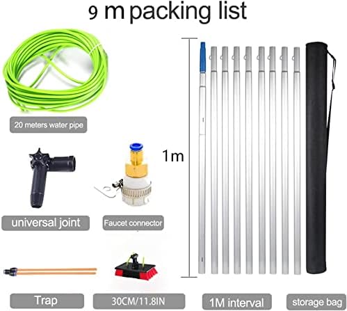 Glass Cleaning Brush Home Water Fed Telescopic Pole Kit Solar Panel Brush Rotating for Photovoltaic PanelTelescopic Water Fed Window Cleaning Pole with 30CM Brush Head Ideal for Cleaning Ph