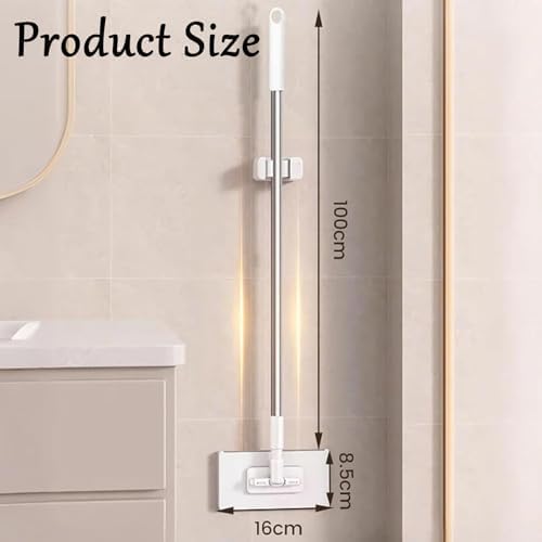 Clever Snap-Grip Mini Mop Zero Touch No Wash Lazy Mops Wet and Dry Convenient Automatic Cloth Changing Mini Mop Disposable Dust Mop with 10 Reusable Cloths 40inch Locking Handle (White 36in)