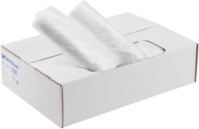 High Density Clear Trash Can Liners 33 Gallon 33x40 Inches 16 Micron 250 Count