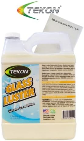 TEKON Glass Luster Restoration Cream 128 oz with FREE Pad 4 x 6