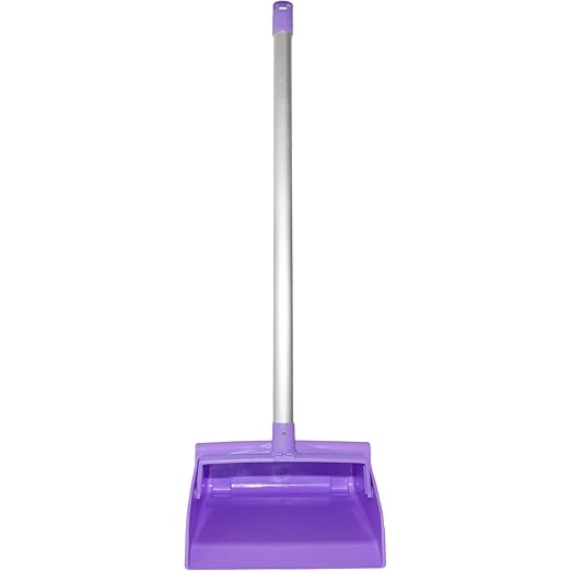 SPARTA Color Coded Upright Dustpan with 30 Inch Aluminum Handle Serrated Edge and Locking Yoke Standing Commercial Floor Dust Pan Purple Pack of 6