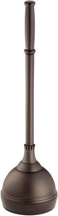 iDesign Kent Plastic Plunger with Cover Set for Master Guest Kids' Office Bathroom Cleaning and Storage 5.96 x 5.96 x 21.66 Bronze