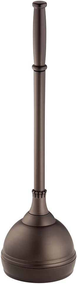 iDesign Kent Plastic Plunger with Cover Set for Master Guest Kids' Office Bathroom Cleaning and Storage 5.96 x 5.96 x 21.66 Bronze