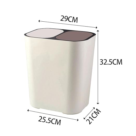 Yajuyi 18L Trash Can Garbage Bin Rubbish Storage Bucket Office Wastebasket for Living Room White