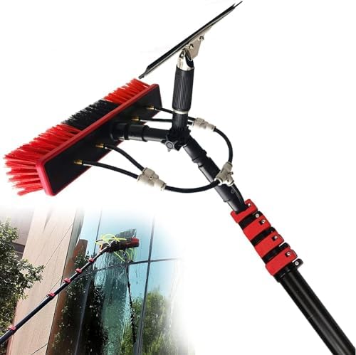 Glass Cleaning Brush Home Water Fed Telescopic Pole Kit Solar Panel Brush Rotating for Photovoltaic PanelWindow Cleaning Brush Window Cleaning Washing Pole Cleaner Kit 3.6-11M Water/Hose Fe