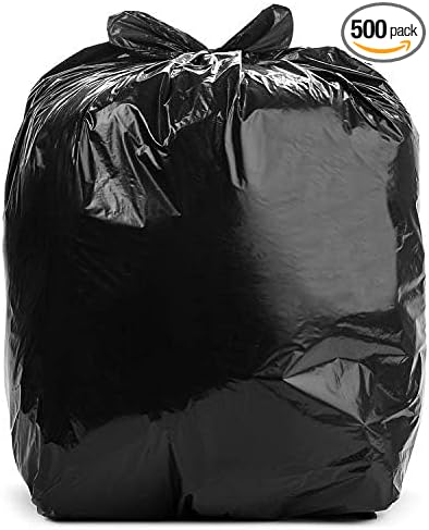 Aluf Plastics 12-16 Gallon 0.8 MIL Black Heavy Duty Garbage Bags-24 x 32-Pack of 500-For Contractor Industrial Healthcare &amp Municipal 500 Count
