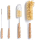 4 Pcs Bamboo Bottle Brush Set by HELLO NATURE – Long Handle Cleaning Brushes for Water Bottles Baby Bottles &amp Glassware Sustainable &amp Plastic-Free