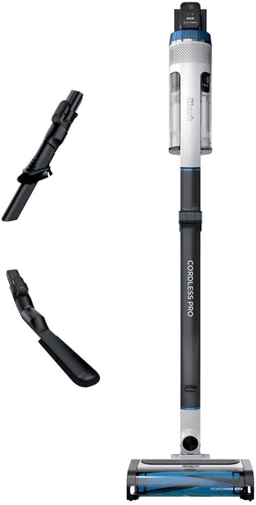 SHARK UZ565H Pro Cordless Vacuum with Clean Sense IQ &amp MultiFLEX Technology PowerFins Plus Brushroll Includes Duster Crevice Tool &amp Anti-Allergen Dusting Brush Up to 40 Minute Runtime Whit