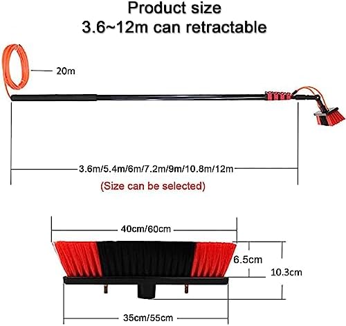 Water Fed Telescopic Brush Length Water Fed Brush Photovoltaic Panel Cleaning Window Clean Suitable for Window Glass Solar Panel35cmbrush-39.4FT/12M55cmbrush-19.7FT/6M