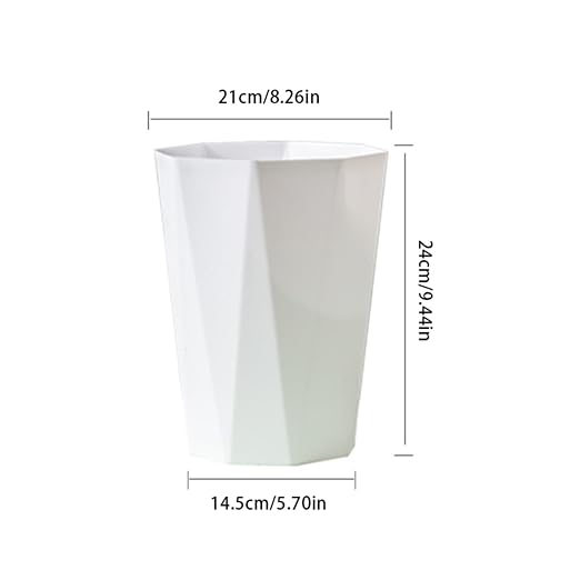 Polygon Small Trash Can Trash Can Wastebasket Plastic Trash Bin Garbage Container Rubbish Can Paper Basket Office Organizer for Bathrooms Laundry Room Kitchens Offices Kids Rooms Dorms (White)