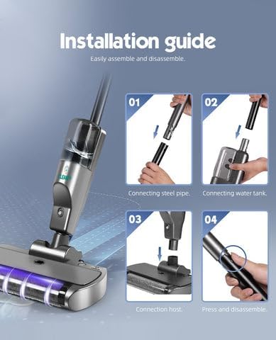 Ecofy 3-in-1 Cordless Vacuum Cleaner Spray Humidification One-Click Cleaning for Carpets/Hardwood Floors 500ml Dustbin