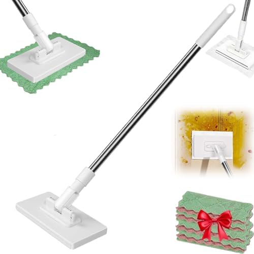 2026 New Disposable Dust Mop with 4 Reusable ClothsFlat Mop with Disposable PadsLocking Head for Multi-Surface Floor Cleaning (1PCS)